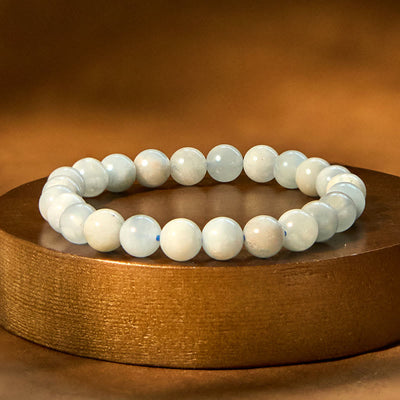 8 mm natürliches Aquamarin-Heilarmband für emotionales Gleichgewicht