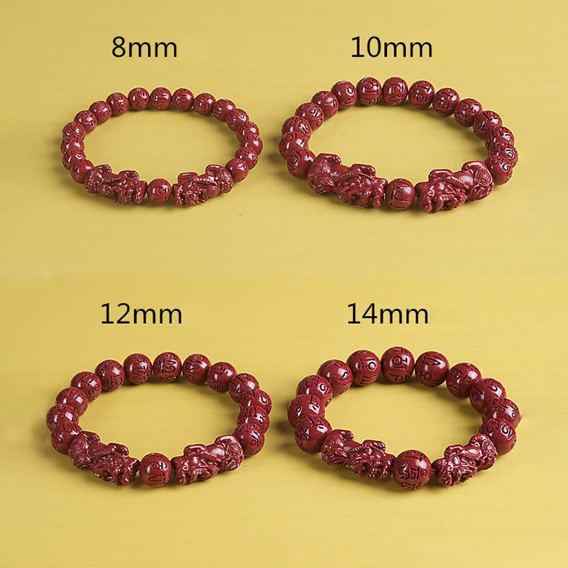 8 mm natürliches Doppel-Pixiu-Zinnober-Reichtumsarmband