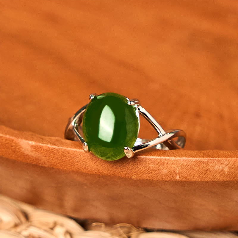 8 mm natürlicher Jade-Legierungsring, verstellbar