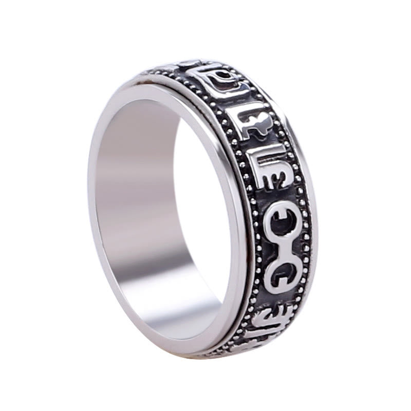 8 mm Om Mani Padme Hum Drehring aus Titanstahl