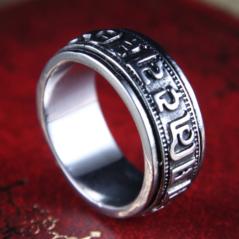 8 mm Om Mani Padme Hum Drehring aus Titanstahl