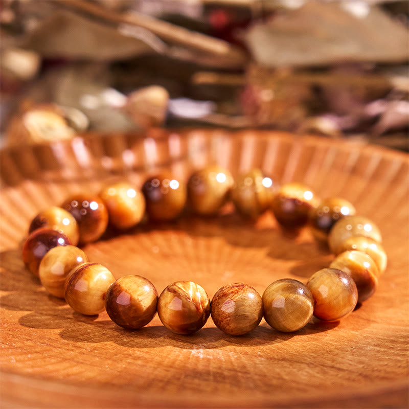 8 mm oranges Tigerauge-Kraftarmband für Konzentration und Schutz