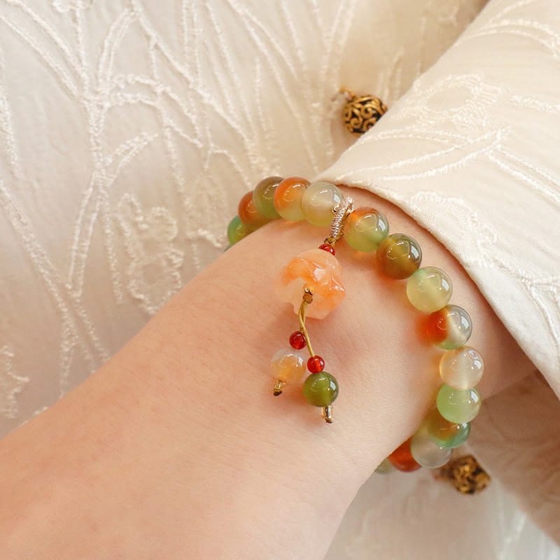 8 mm Armband mit Pfauenachat-Schmetterlings-Friedensschnalle