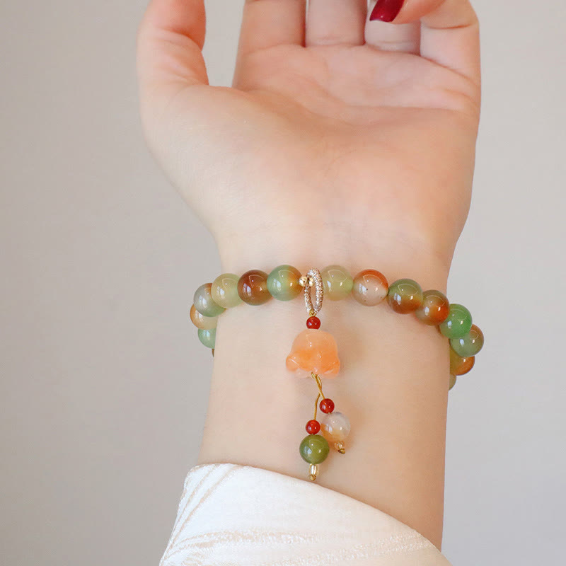 8 mm Armband mit Pfauenachat-Schmetterlings-Friedensschnalle