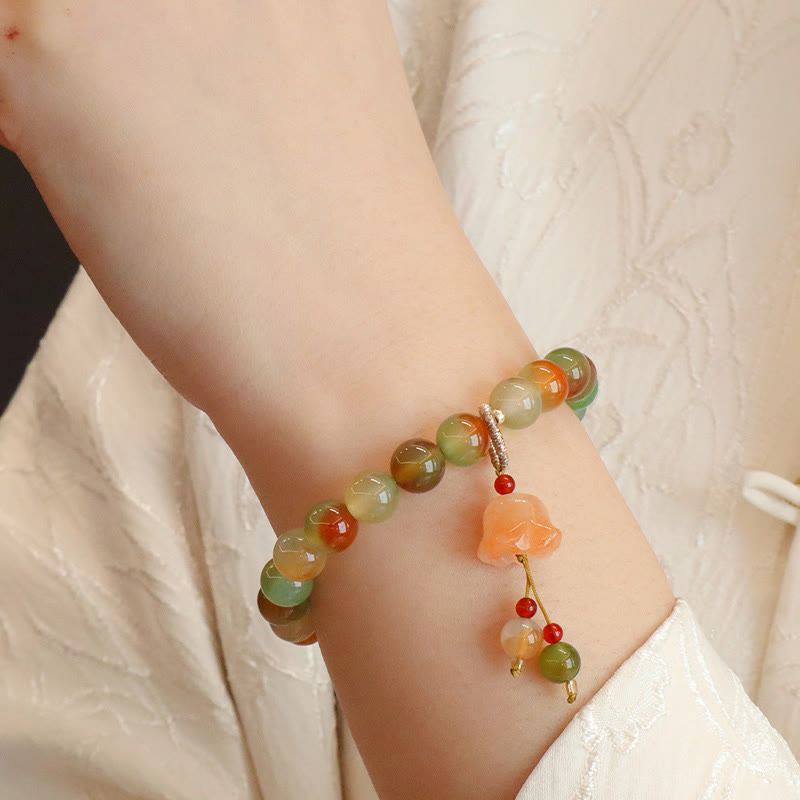 8 mm Armband mit Pfauenachat-Schmetterlings-Friedensschnalle