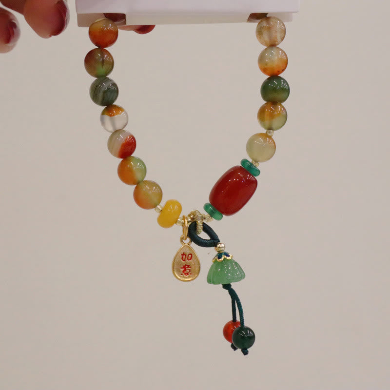 8mm Pfauenachat Ruyi As One Wishes Armband