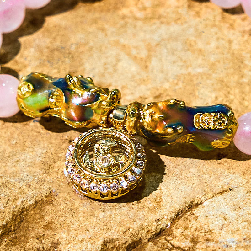 8 mm rosafarbenes Pixiu-Wärmearmband mit Farbwechselkristallen