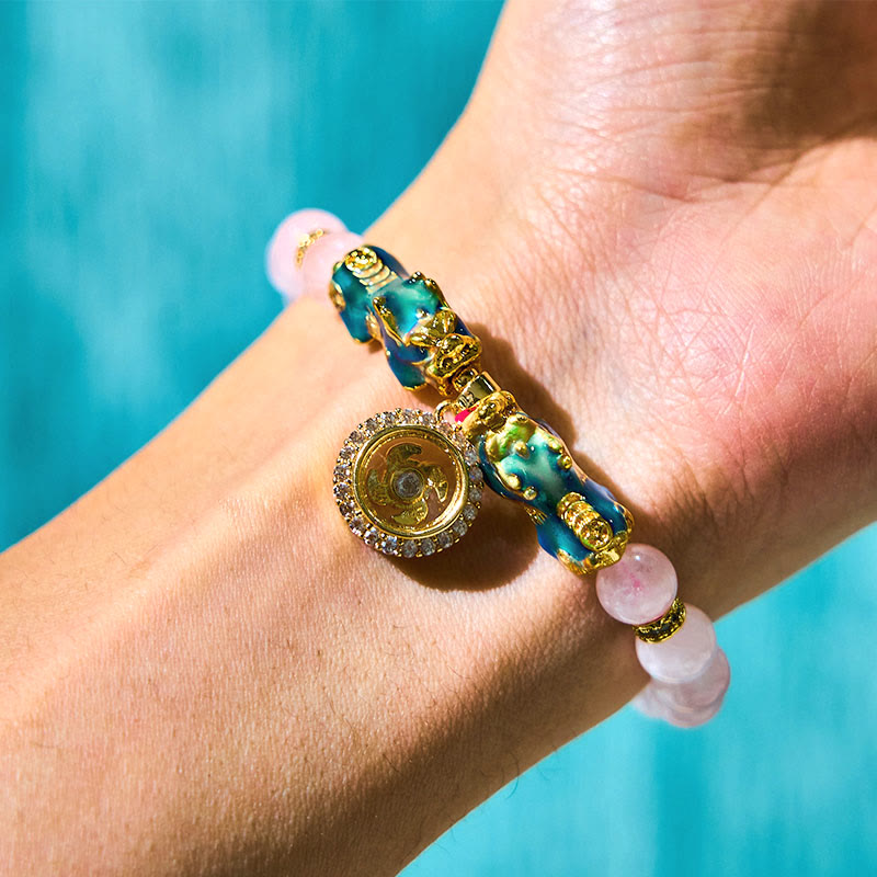 8 mm rosafarbenes Pixiu-Wärmearmband mit Farbwechselkristallen