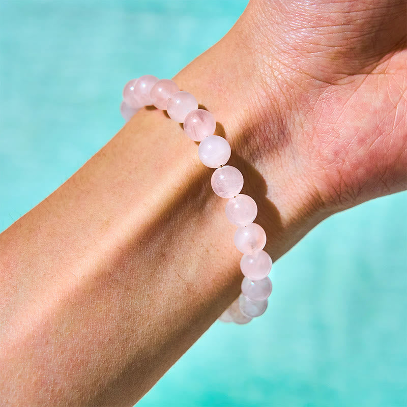 8 mm rosa Kristallarmband mit Peace-Schnalle