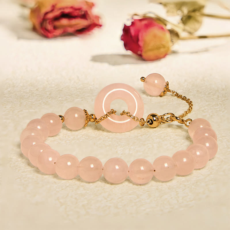8 mm rosa Kristallarmband mit Peace-Schnalle