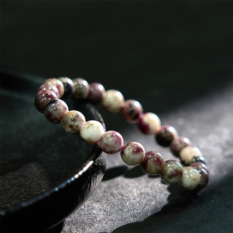 8 mm spirituelles Armband mit Pflaumenblüten-Turmalin-Balance