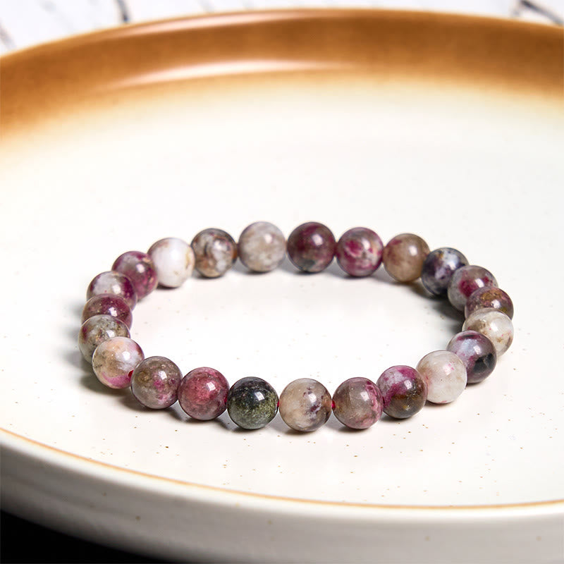 8 mm spirituelles Armband mit Pflaumenblüten-Turmalin-Balance
