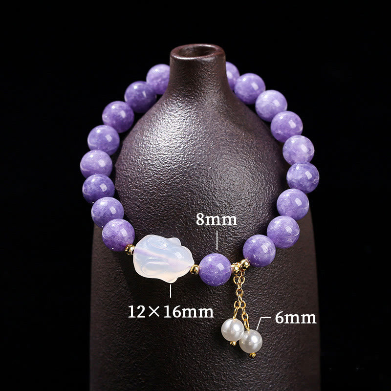 8 mm Armband mit spiritueller Heilung aus violetten Chalcedonperlen