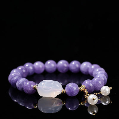 8 mm Armband mit spiritueller Heilung aus violetten Chalcedonperlen