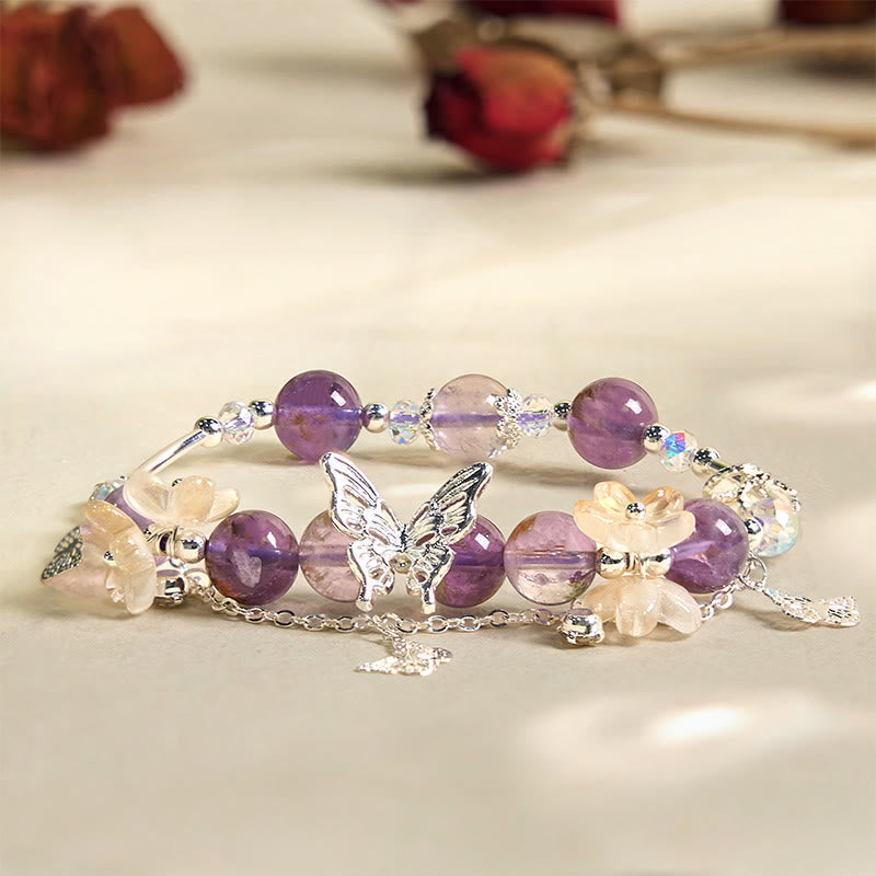 8 mm lila Phantom-Amethyst-Weisheitsarmband für Damen