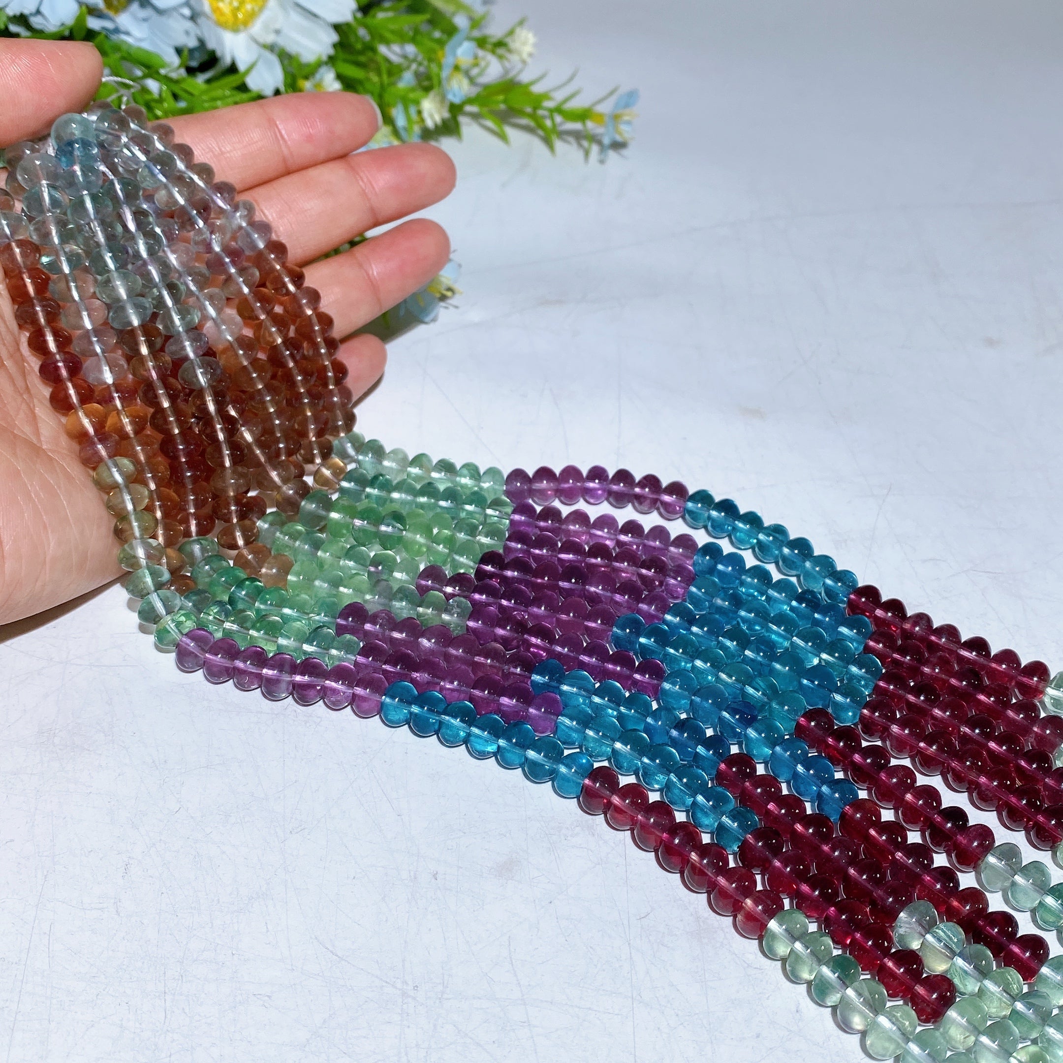 8mm Rainbow Fluorite Crystal Beads for Jewelry Crafts