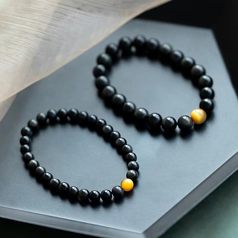 8 mm Regenbogen-Obsidian und Tigerauge Positive Love Armband
