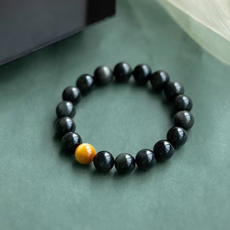 8 mm Regenbogen-Obsidian und Tigerauge Positive Love Armband