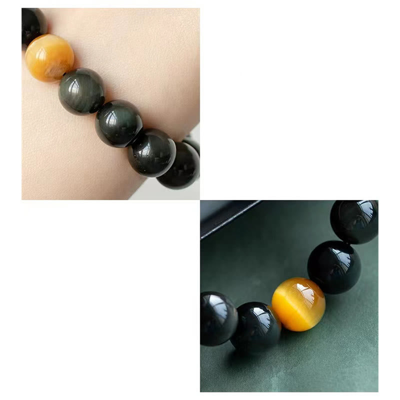 8 mm Regenbogen-Obsidian und Tigerauge Positive Love Armband