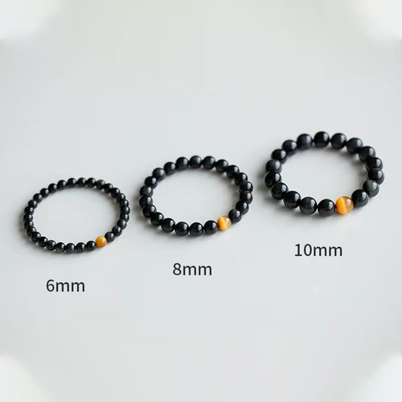 8 mm Regenbogen-Obsidian und Tigerauge Positive Love Armband