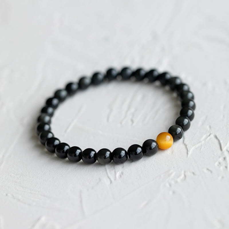 8 mm Regenbogen-Obsidian und Tigerauge Positive Love Armband