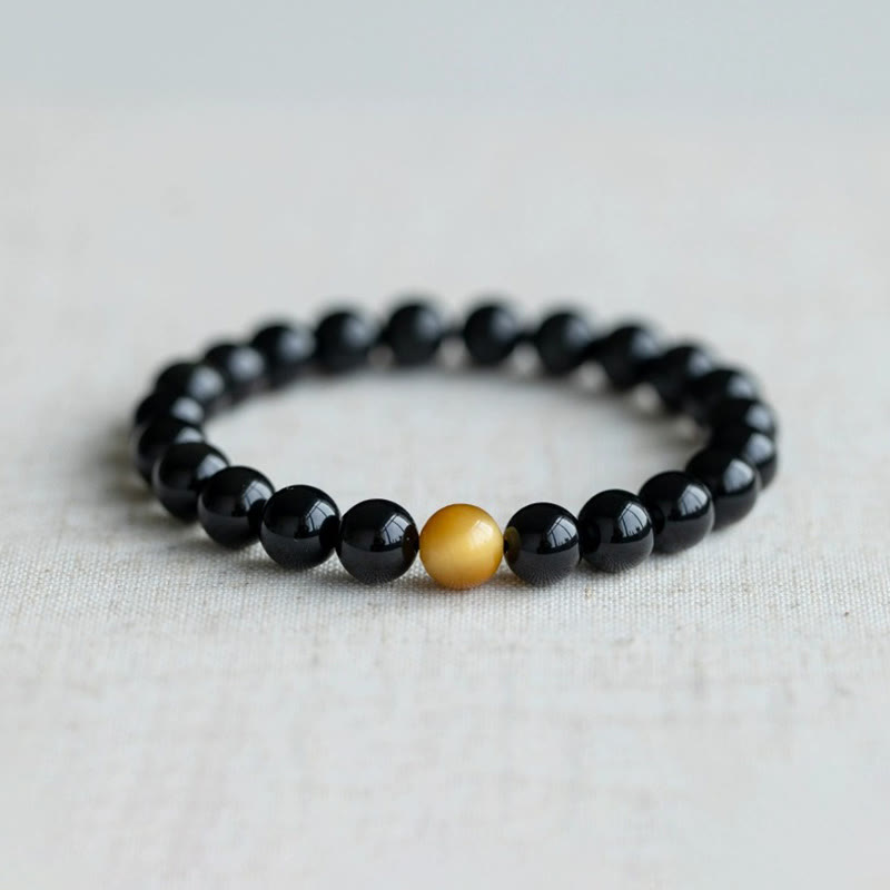 8 mm Regenbogen-Obsidian und Tigerauge Positive Love Armband