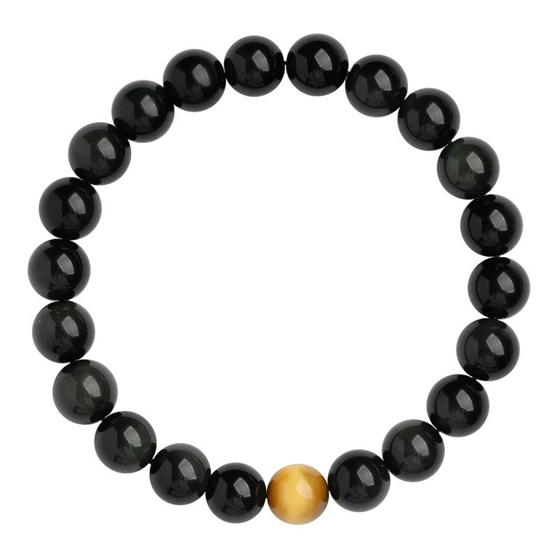 8 mm Regenbogen-Obsidian und Tigerauge Positive Love Armband