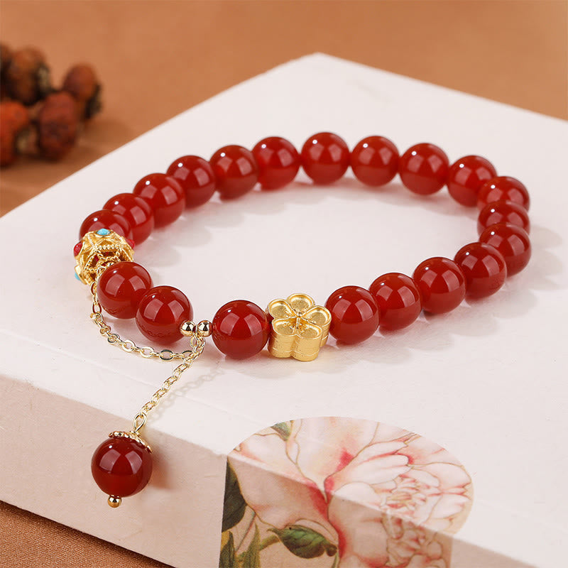 8 mm rotes Achat-Armband mit weißem Achat zur Selbstakzeptanz