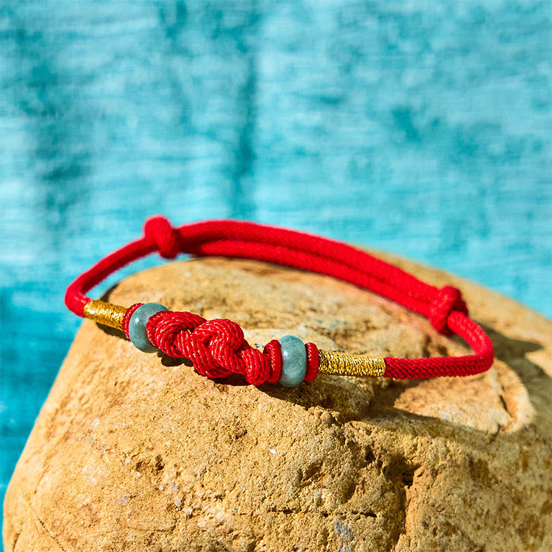 8 mm rotes Jade-Glücksknotenarmband für Paare