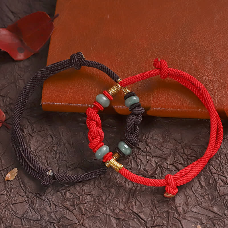 8 mm rotes Jade-Glücksknotenarmband für Paare