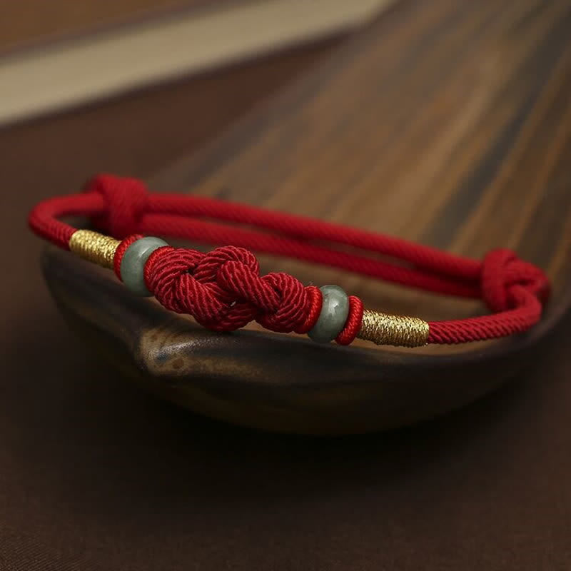 8 mm rotes Jade-Glücksknotenarmband für Paare