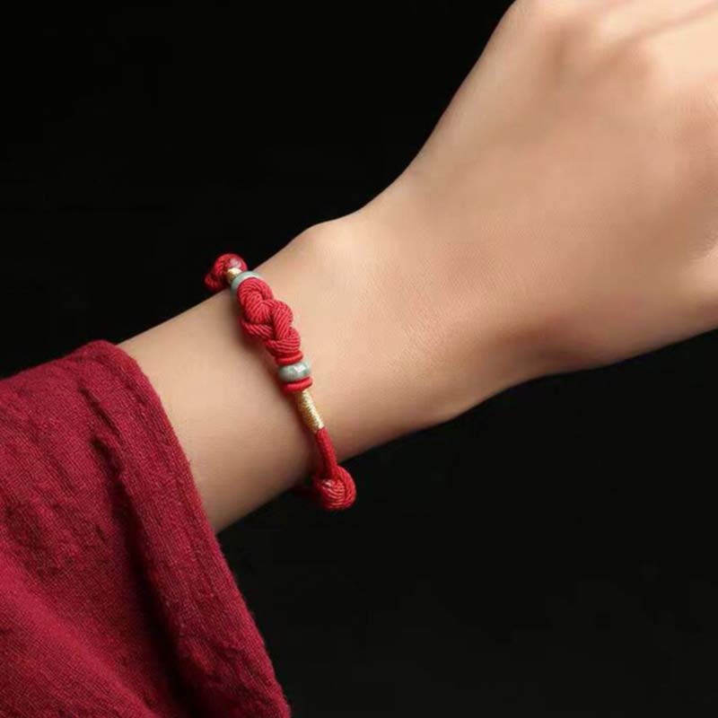 8 mm rotes Jade-Glücksknotenarmband für Paare