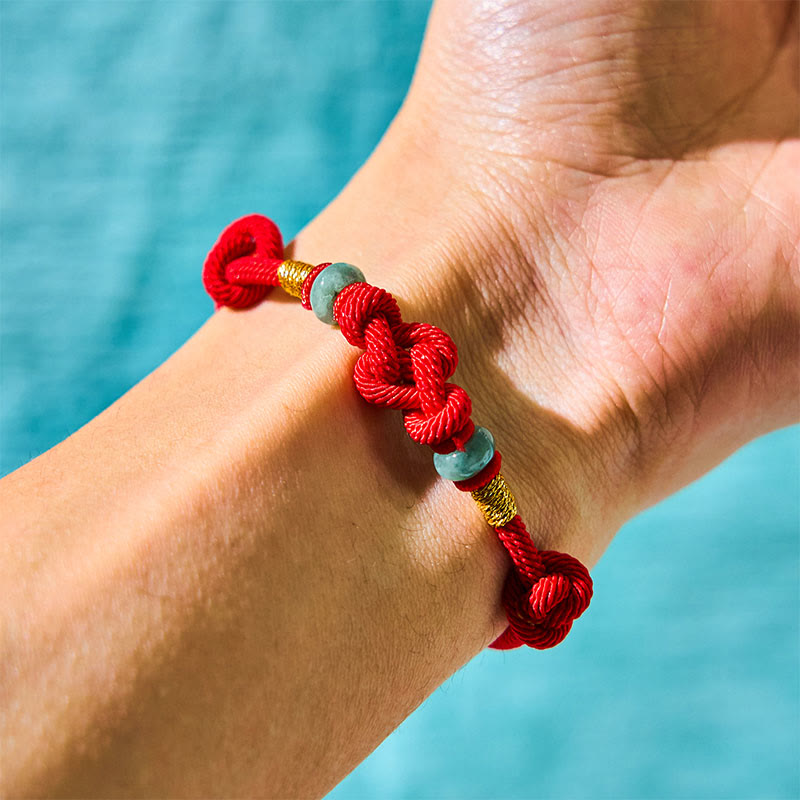 8 mm rotes Jade-Glücksknotenarmband für Paare