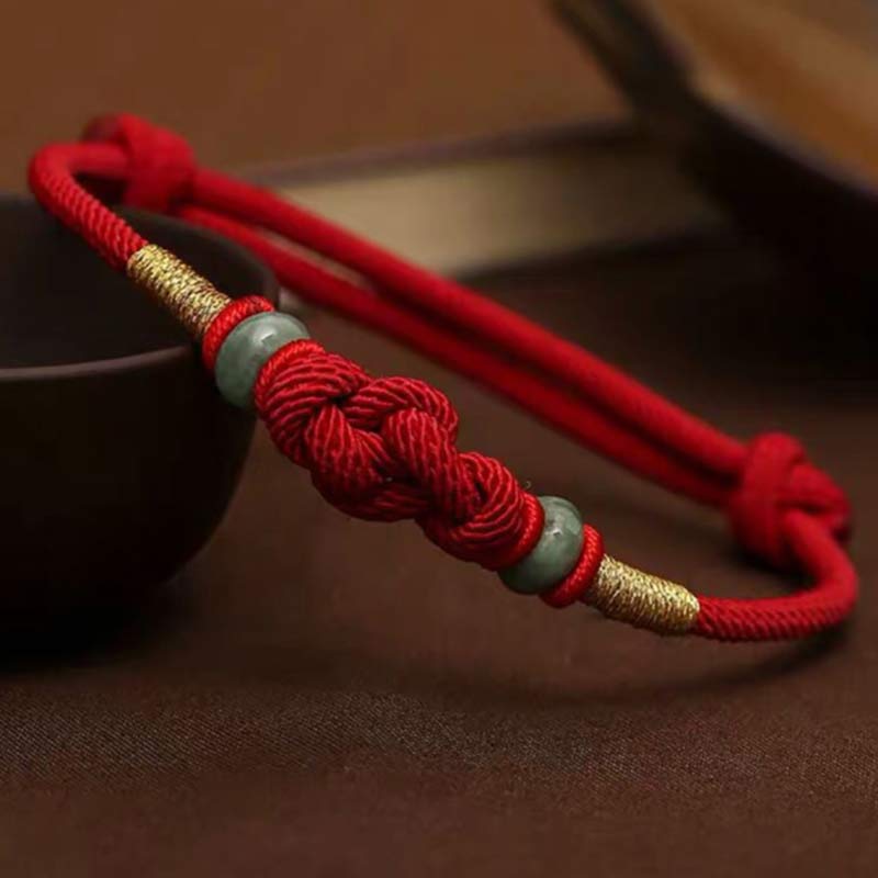 8 mm rotes Jade-Glücksknotenarmband für Paare