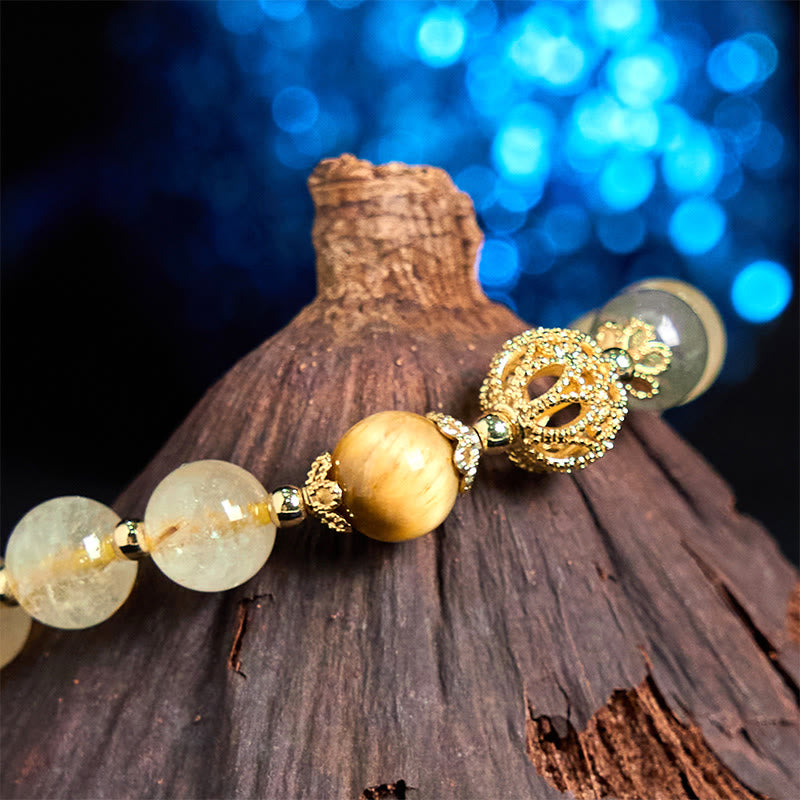 8 mm Rutilquarz-Armband für Glücksbringer für Damen