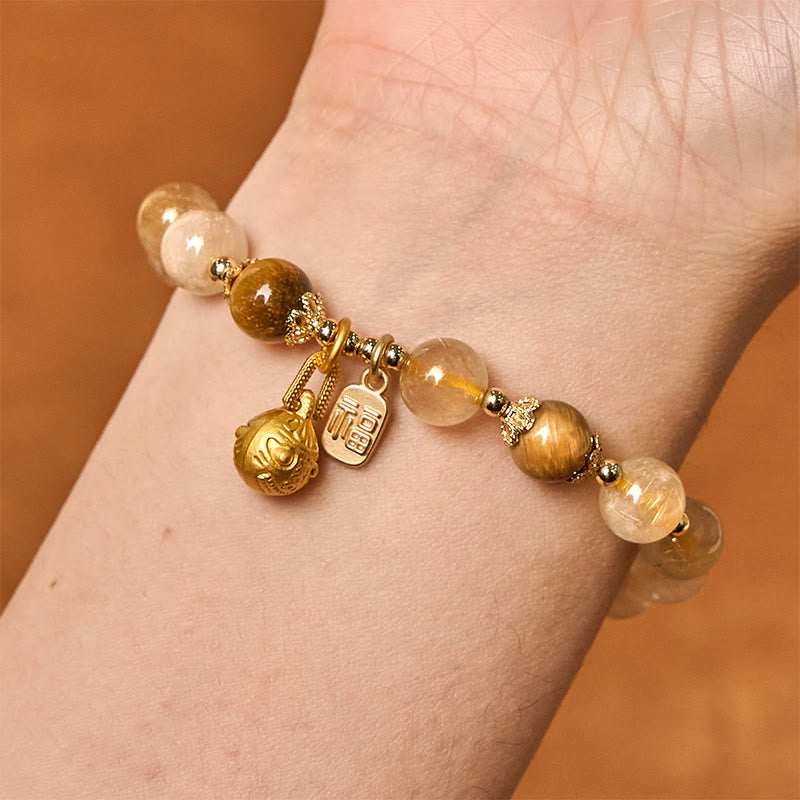8 mm Rutilquarz-Armband für Glücksbringer für Damen