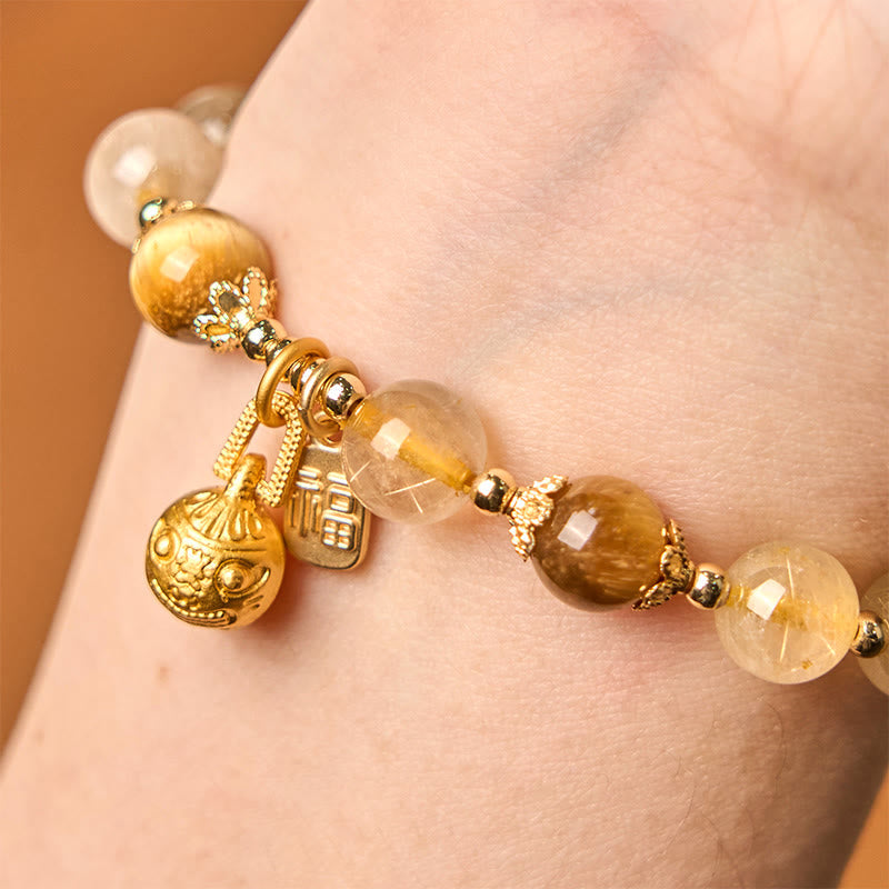 8 mm Rutilquarz-Armband für Glücksbringer für Damen