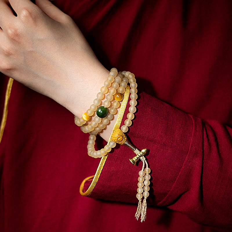 8 mm großes Schafshorn-Armband mit chinesischem Sternzeichen für Reichtum und Schutz