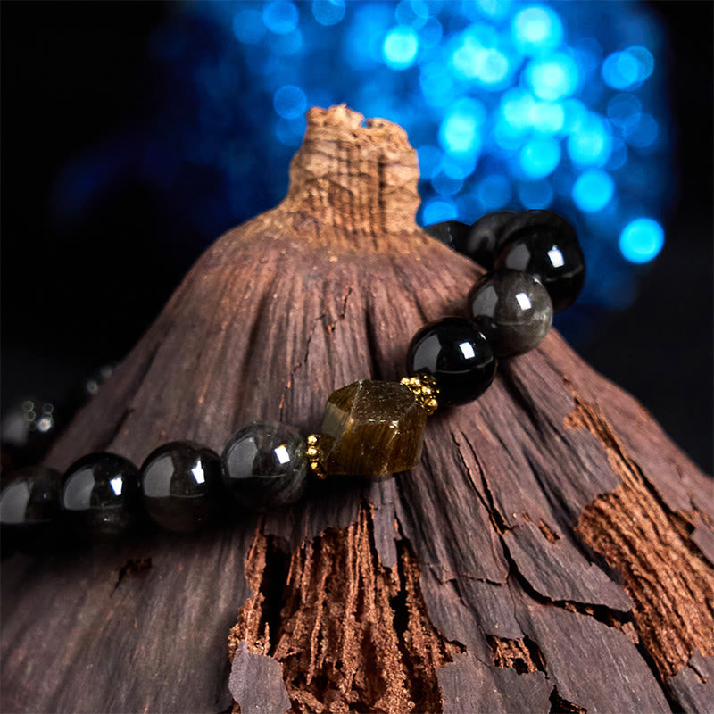 8 mm Silberglanz-Obsidian-Beruhigungsarmband Unisex
