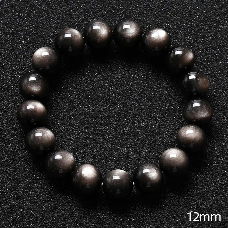 8 mm silbernes Glanz-Obsidian-Beruhigungsschutzarmband