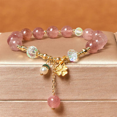 8 mm Erdbeerquarz-Armband für Damen | Liebe & Heilung