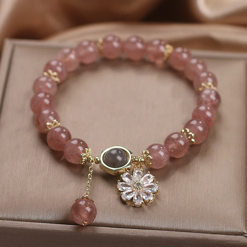 8 mm Erdbeerquarz-Heilarmband für Liebe und Positivität