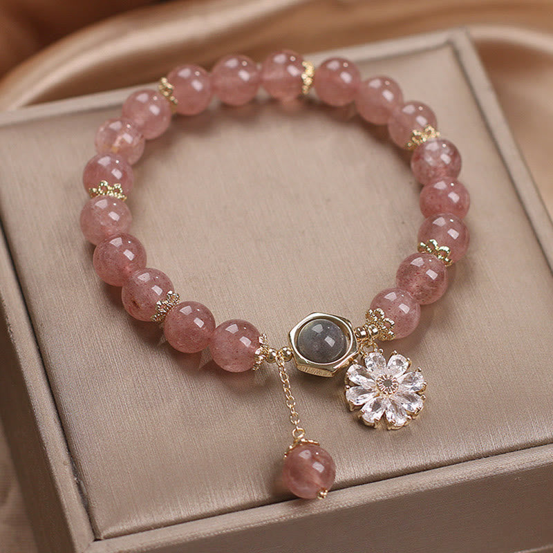 8 mm Erdbeerquarz-Heilarmband für Liebe und Positivität
