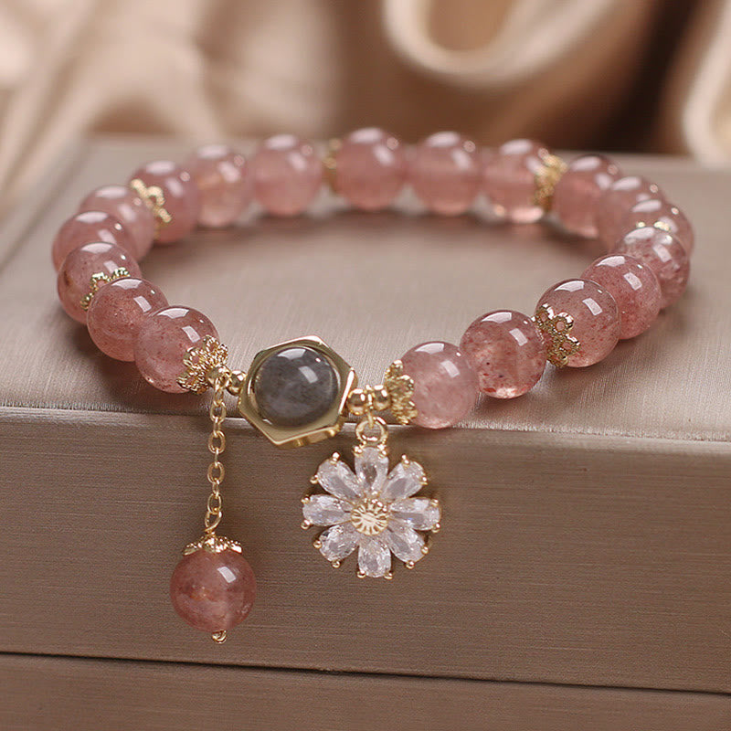 8 mm Erdbeerquarz-Heilarmband für Liebe und Positivität