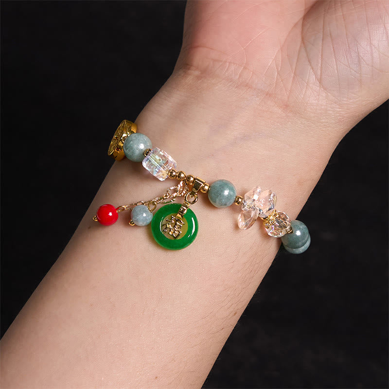 8 mm Erdbeerquarz-Jade-Fu-Charakter-Heilarmband