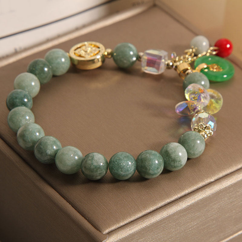 8 mm Erdbeerquarz-Jade-Fu-Charakter-Heilarmband