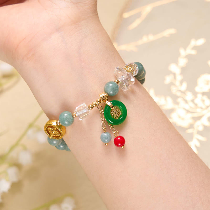 8 mm Erdbeerquarz Jade Fu Charm Heilarmband