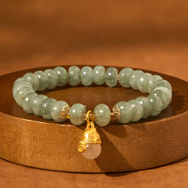 8 mm Erdbeerquarz Glückskatze Perlen Heilarmband