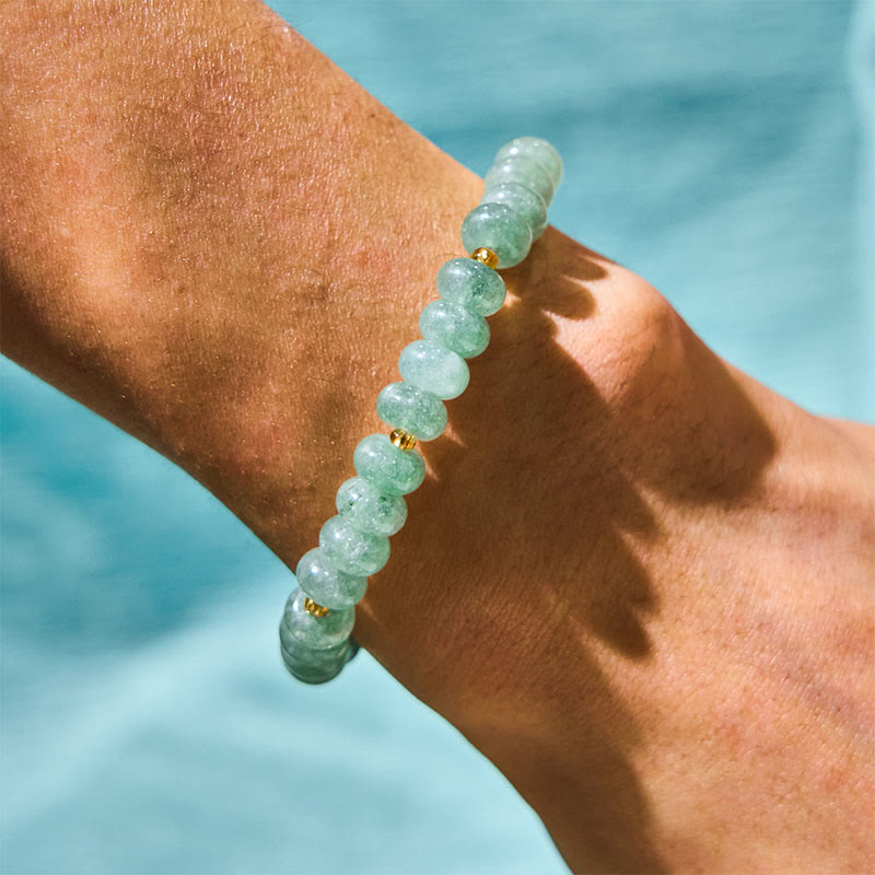8 mm Erdbeerquarz Glückskatze Perlen Heilarmband