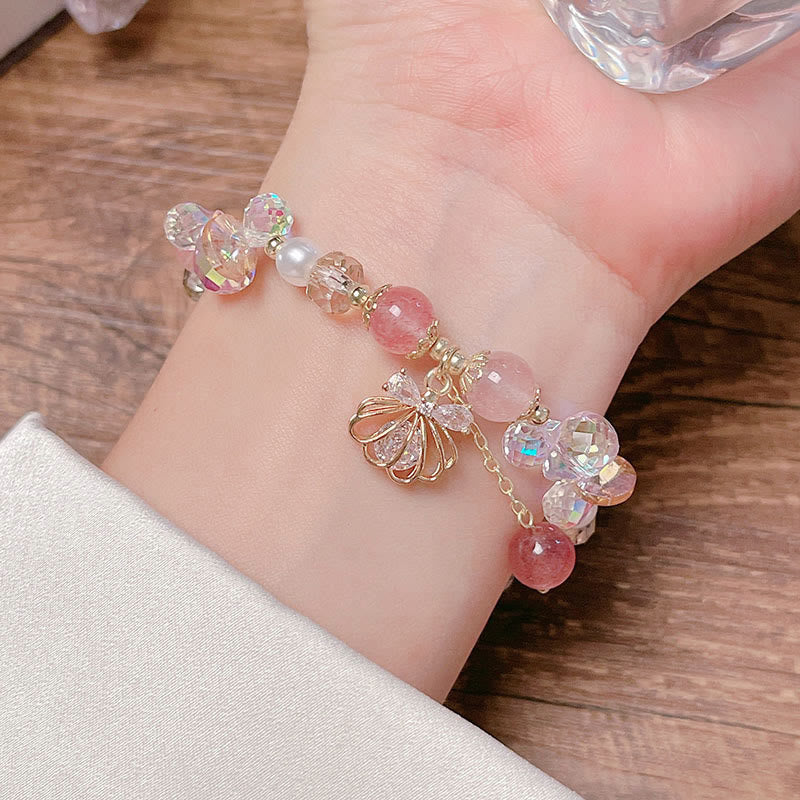 8 mm Erdbeerquarz-Perlenarmband für Heilung und Liebe